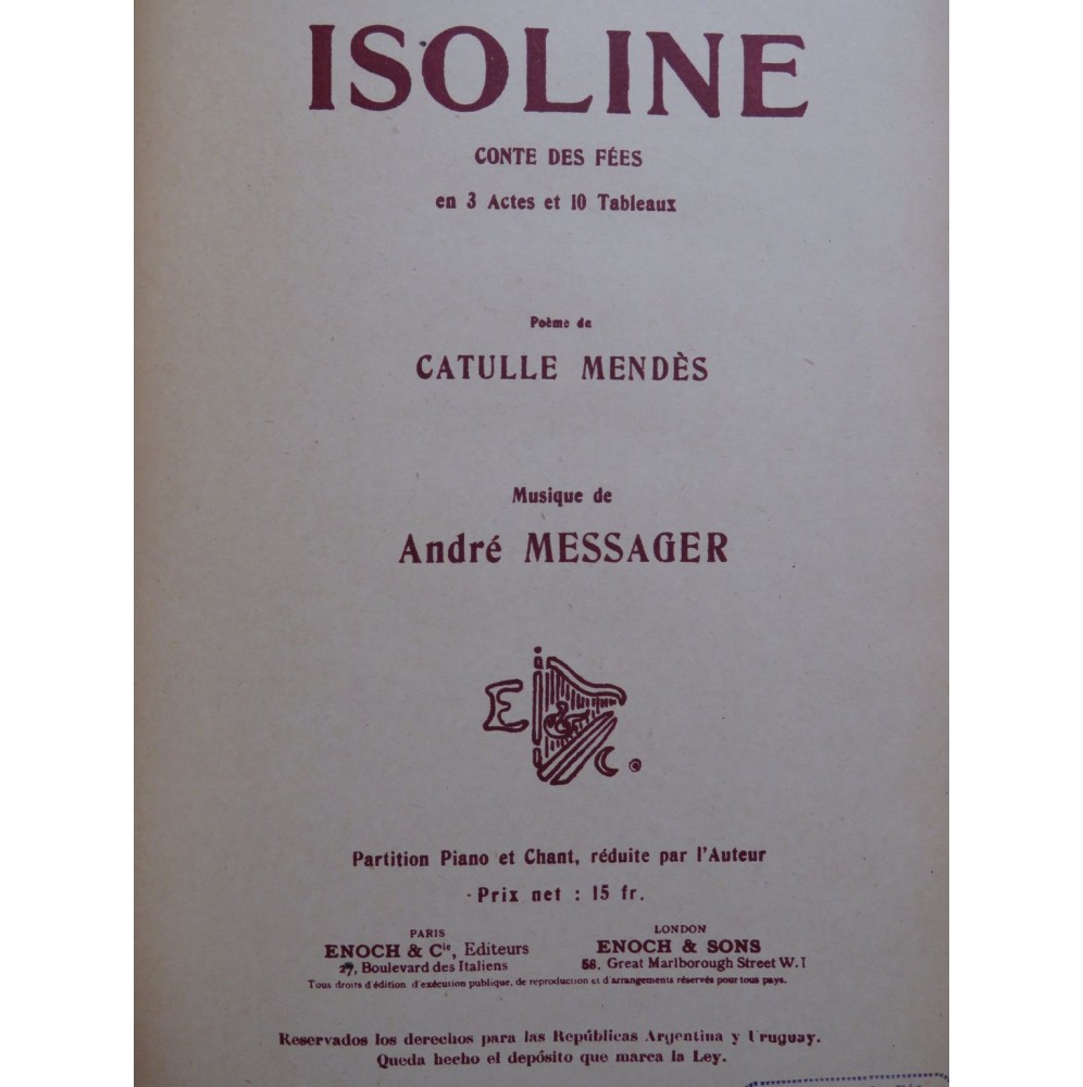MESSAGER André Isoline Chant Piano