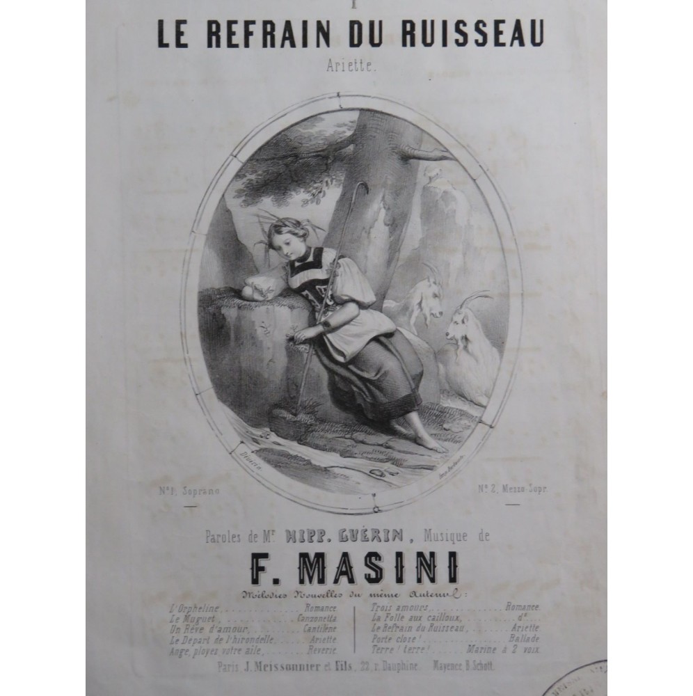 MASINI F. Le refrain du ruisseau Chant Piano ca1840