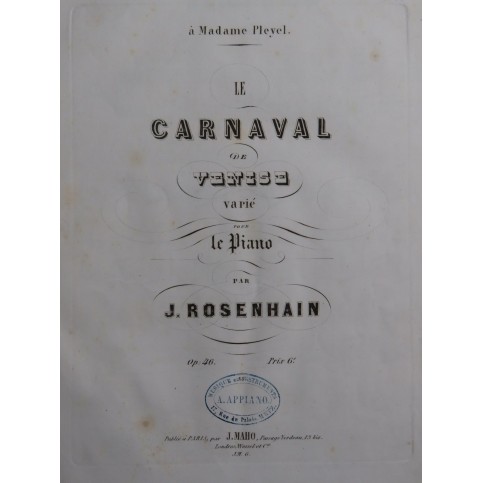 ROSENHAIN Jacques Le Carnaval de Venise op 46 Piano ca1851