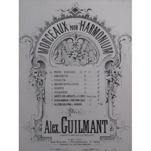 GUILMANT Alexandre Prière et Berceuse op 27 Harmonium ca1892
