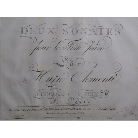 CLEMENTI Muzio Deux Sonates op 38 Piano ca1798