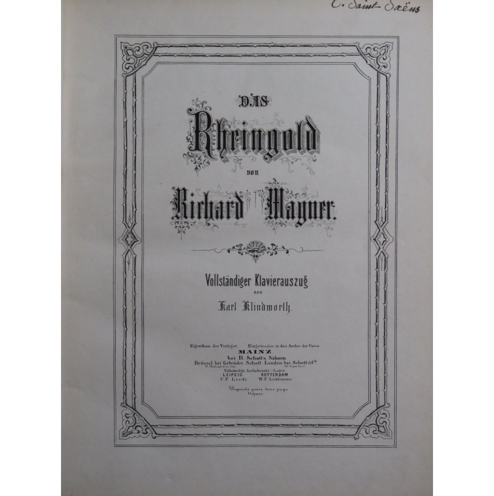 WAGNER Richard Das Rheingold Opéra Chant Piano 1861