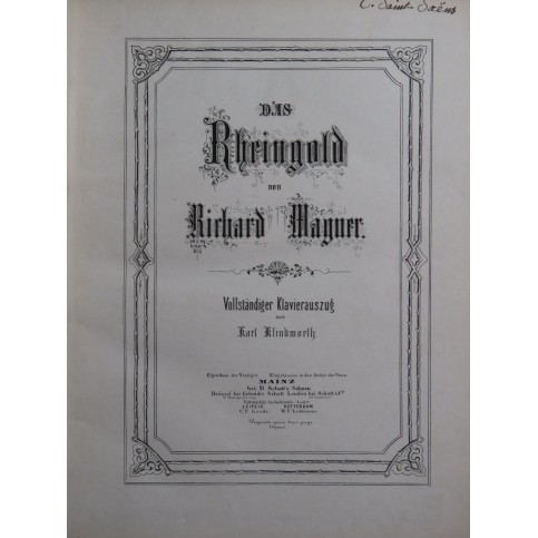 WAGNER Richard Das Rheingold Opéra Chant Piano 1861