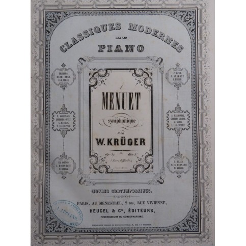 KRÜGER Wilhelm Classiques Modernes du Piano op 57 ca1858