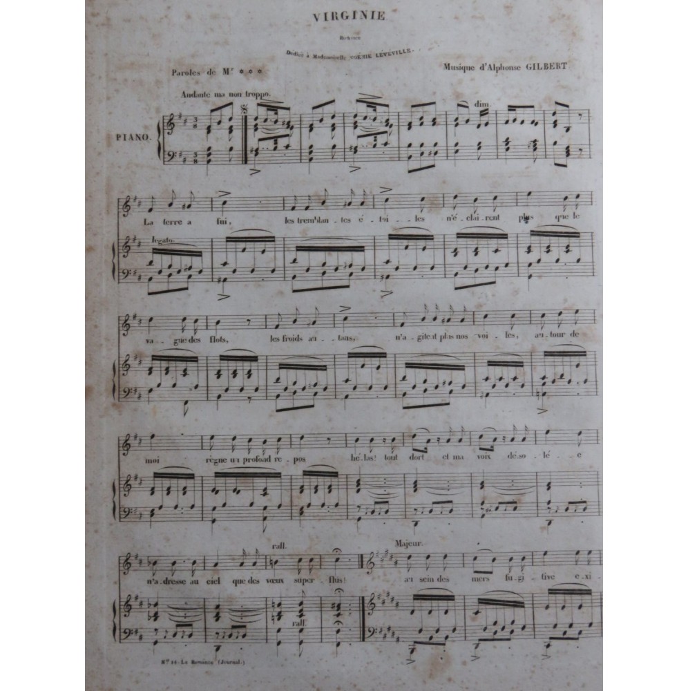 GILBERT Alphonse Virginie Chant Piano ca1830