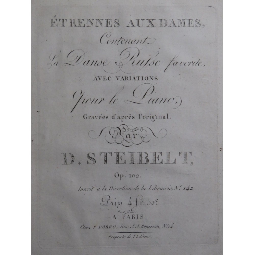 STEIBELT Daniel Danse Russe Favorite op 102 Piano ca1810