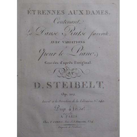 STEIBELT Daniel Danse Russe Favorite op 102 Piano ca1810