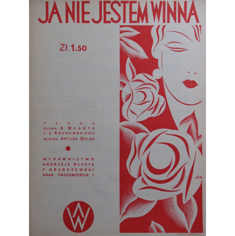 GOLDA Artura Ja nie jestem winna Tango Chant Piano 1934