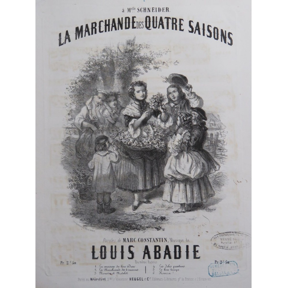 ABADIE Louis La Marchande des Quatre Saisons Chant Piano ca1850