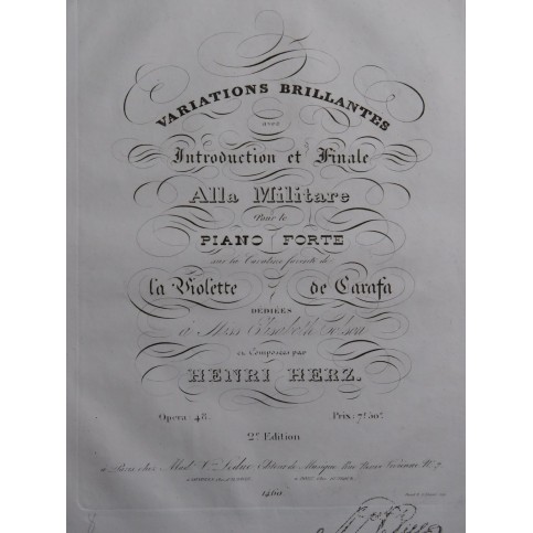 HERZ Henri Variations Brillantes sur la Violette op 48 Piano ca1840