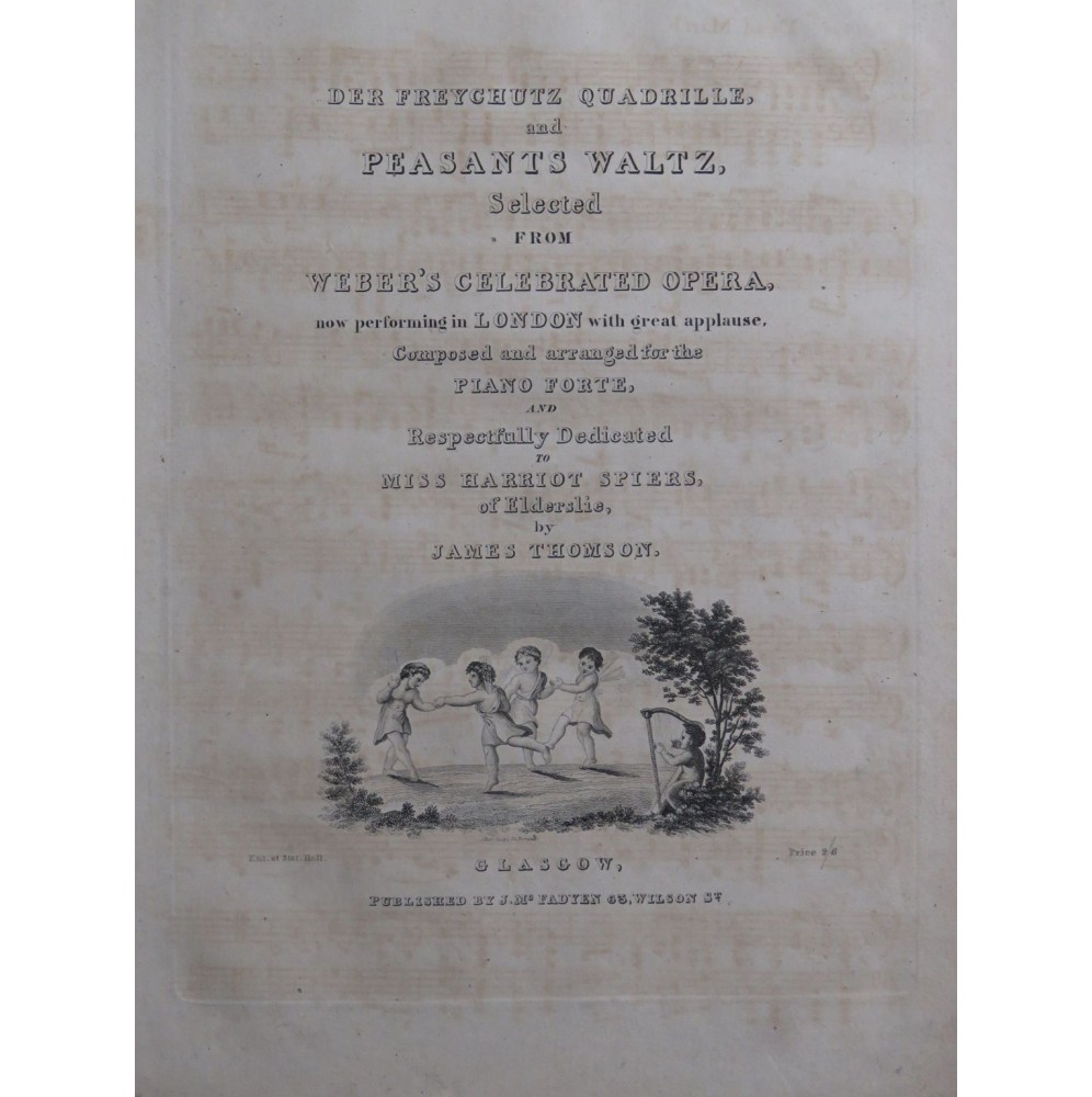THOMSON James Der Freychutz Quadrille Danse Piano ca1830