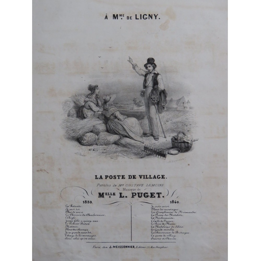 PUGET Loïsa La Poste de Village Chant Piano 1840