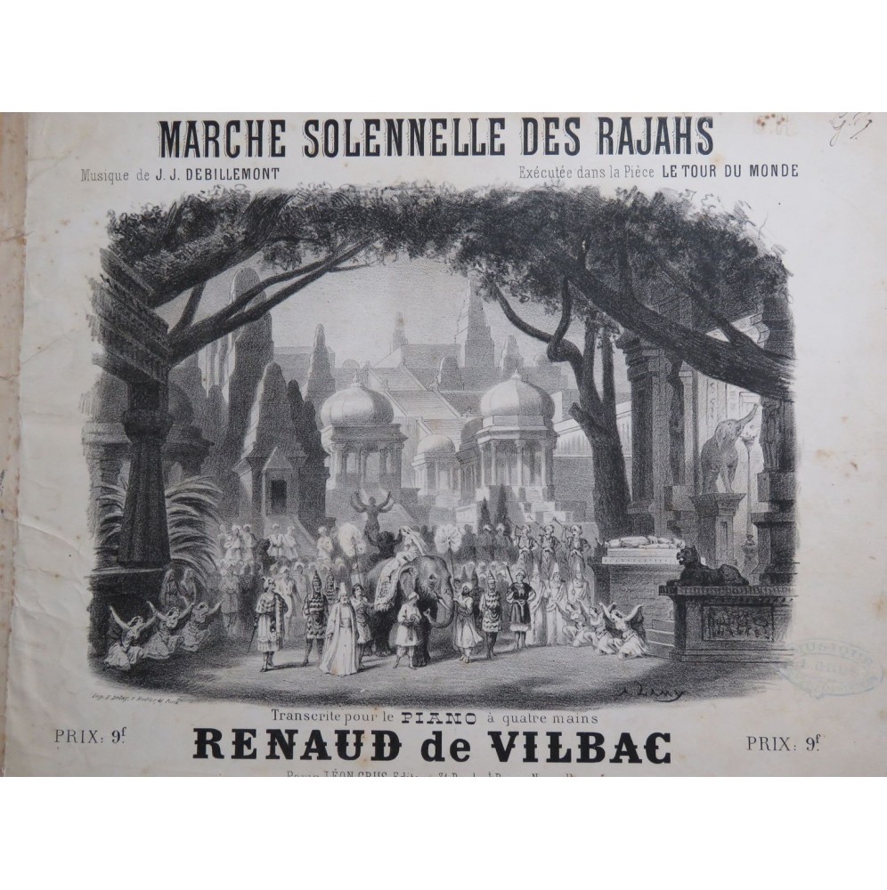 DEBILLEMONT J. J. Marche Solennelle des Rajahs Piano 4 mains ca1870