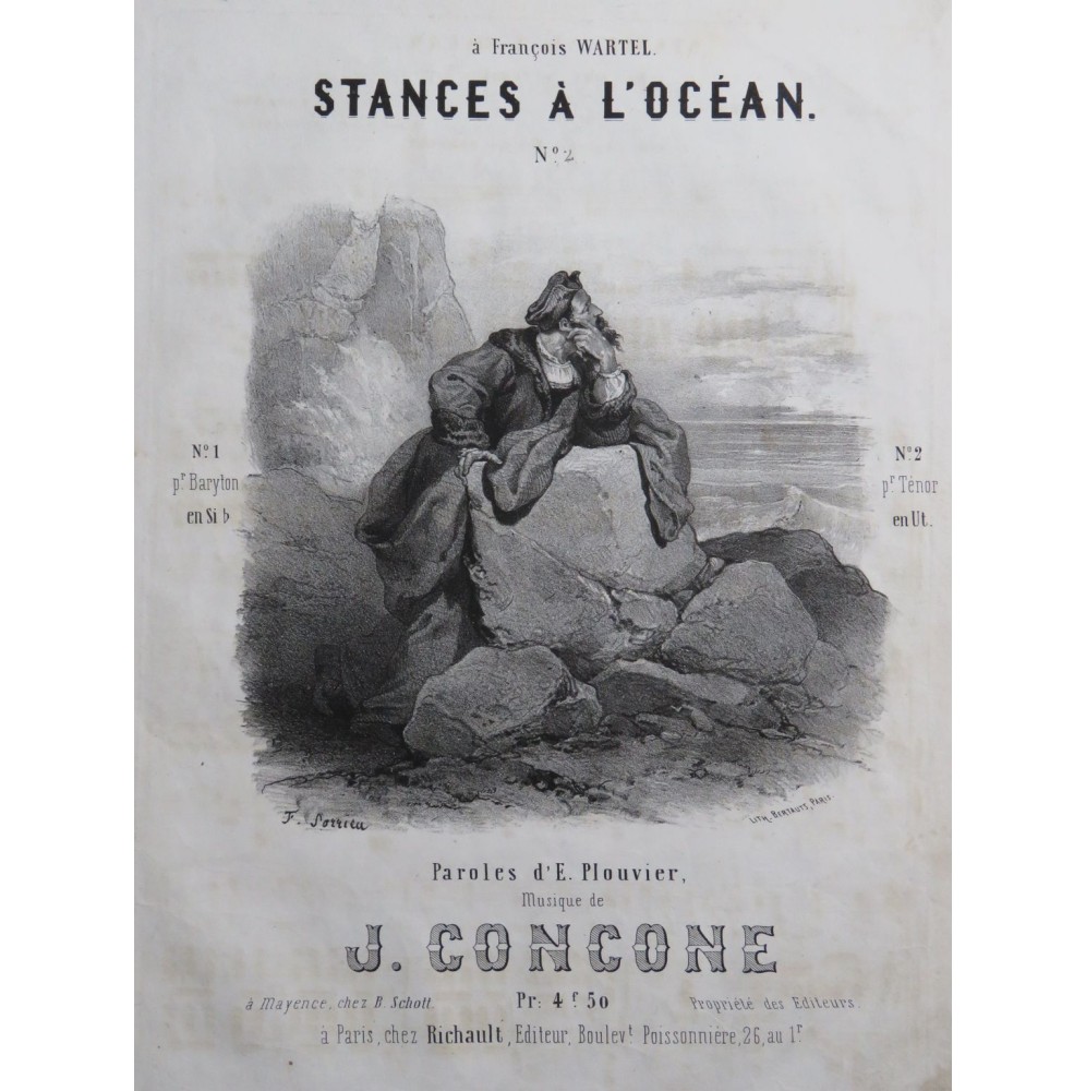CONCONE Joseph Stances à L'Océan Chant Piano ca1850