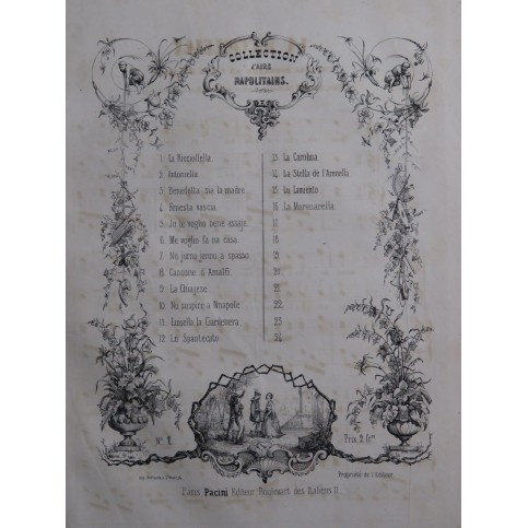 La Ricciolella Canzone Popolare Chant Piano ca1830