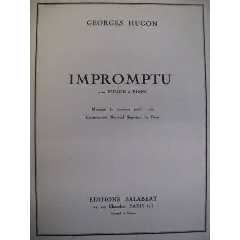 HUGON Georges Impromptu Violon Piano 1960