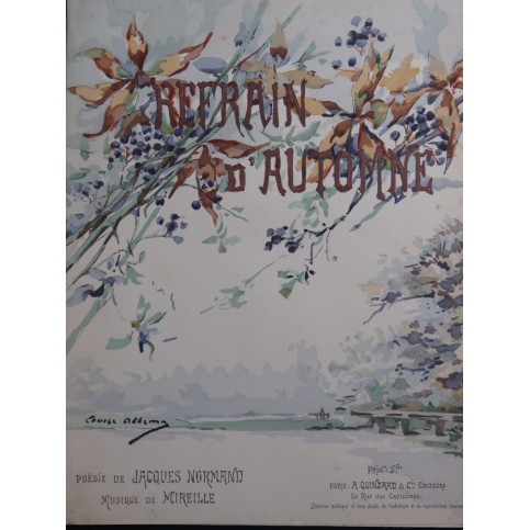 MIREILLE Refrain d'Automne Chant Piano ca1895