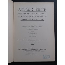 GIORDANO Umberto André Chénier Opéra Chant Piano 1897