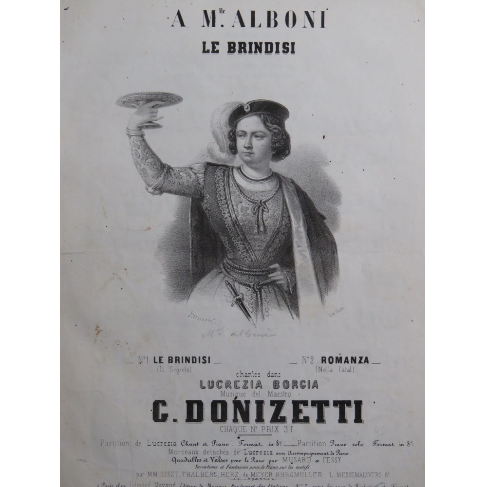 DONIZETTI G. Le Brindisi Chant Piano ca1848