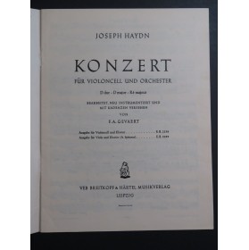 HAYDN Joseph Concerto D dur Piano Violoncelle