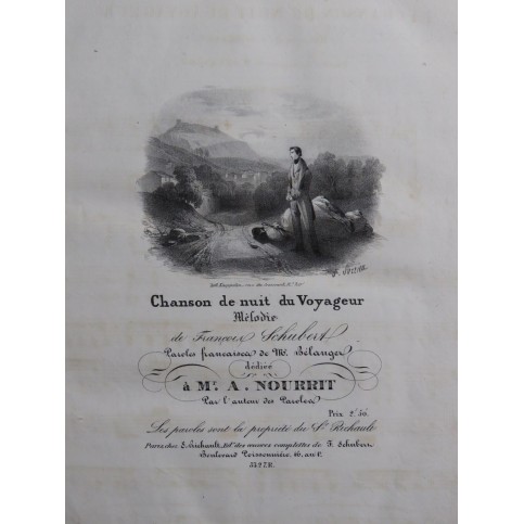 SCHUBERT Franz Chanson de nuit du Voyageur Chant Piano ca1830