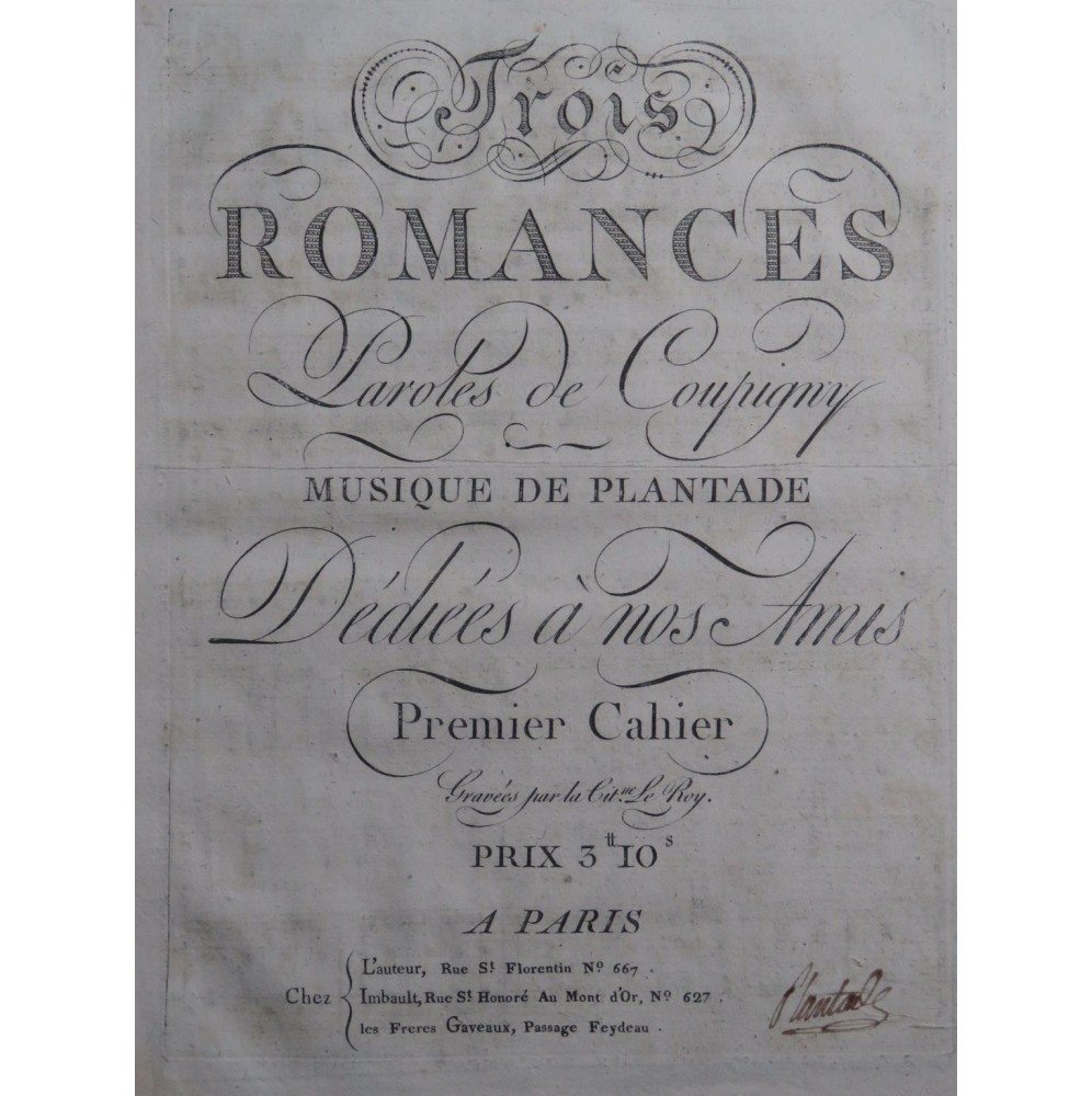 PLANTADE Charles Aux Champs où tout repose Signature Chant Piano ca1797
