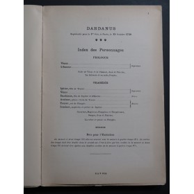 RAMEAU Jean-Philippe Dardanus Piano Chant 1905