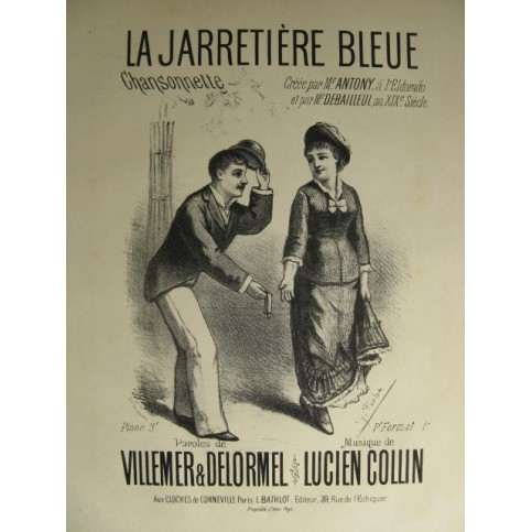 COLLIN Lucien La jarretière Bleue Chant Piano XIXe