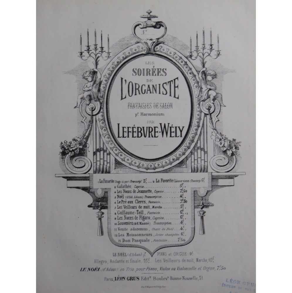 LEFÉBURE-WÉLY Fantaisie sur Le Pré aux Clercs Harmonium ca1858