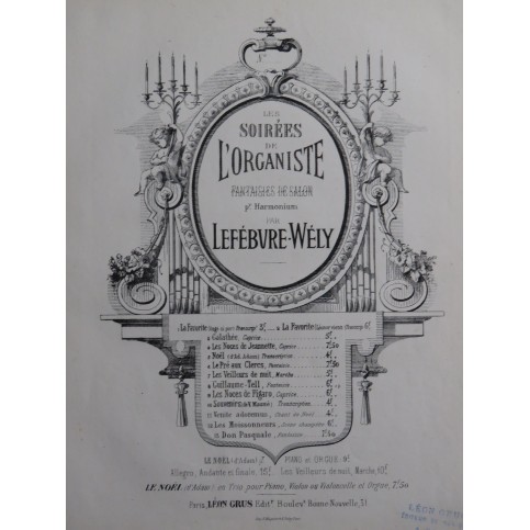 LEFÉBURE-WÉLY Fantaisie sur Le Pré aux Clercs Harmonium ca1858
