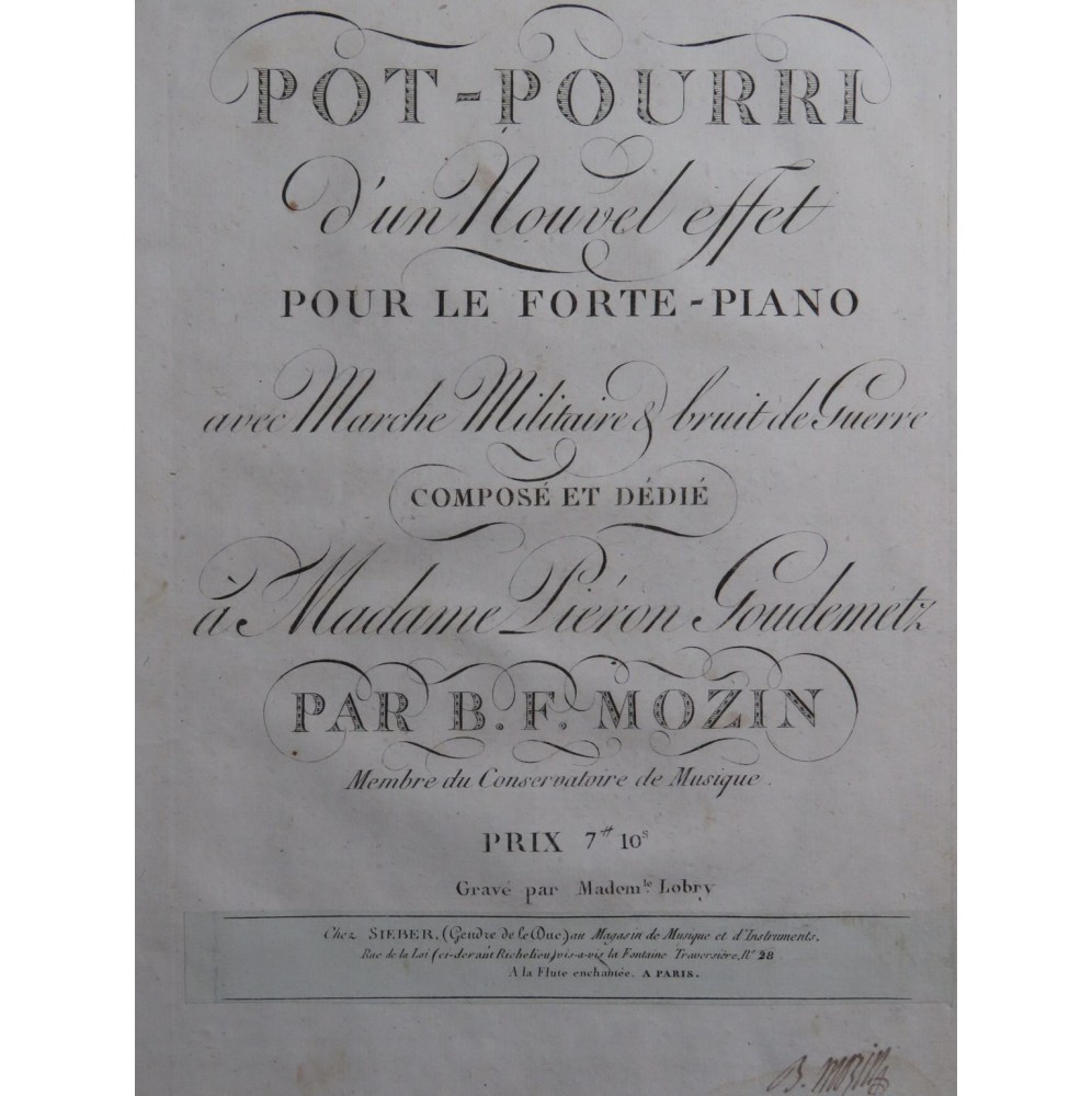 MOZIN Benoît François Pot-Pourri Signature Piano XVIIIe