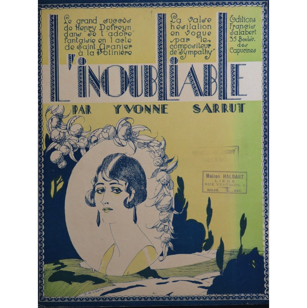 SARRUT Yvonne L'Inoubliable Piano 1921