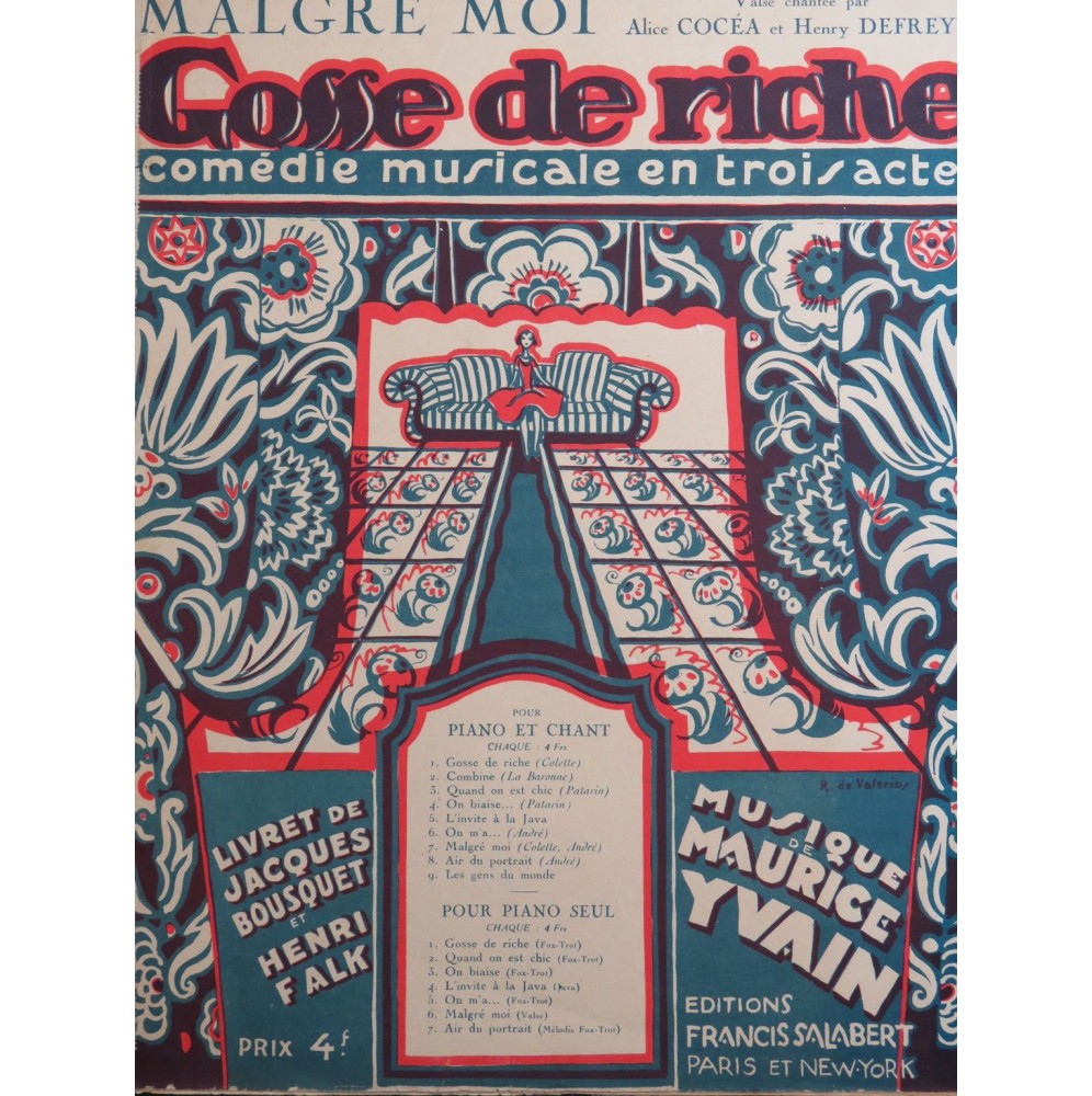 YVAIN Maurice Malgré moi Chant Piano 1924