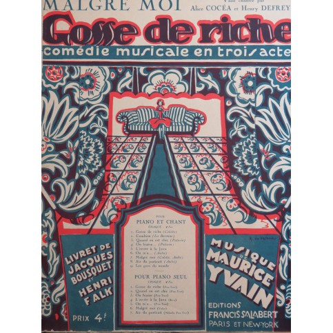 YVAIN Maurice Malgré moi Chant Piano 1924