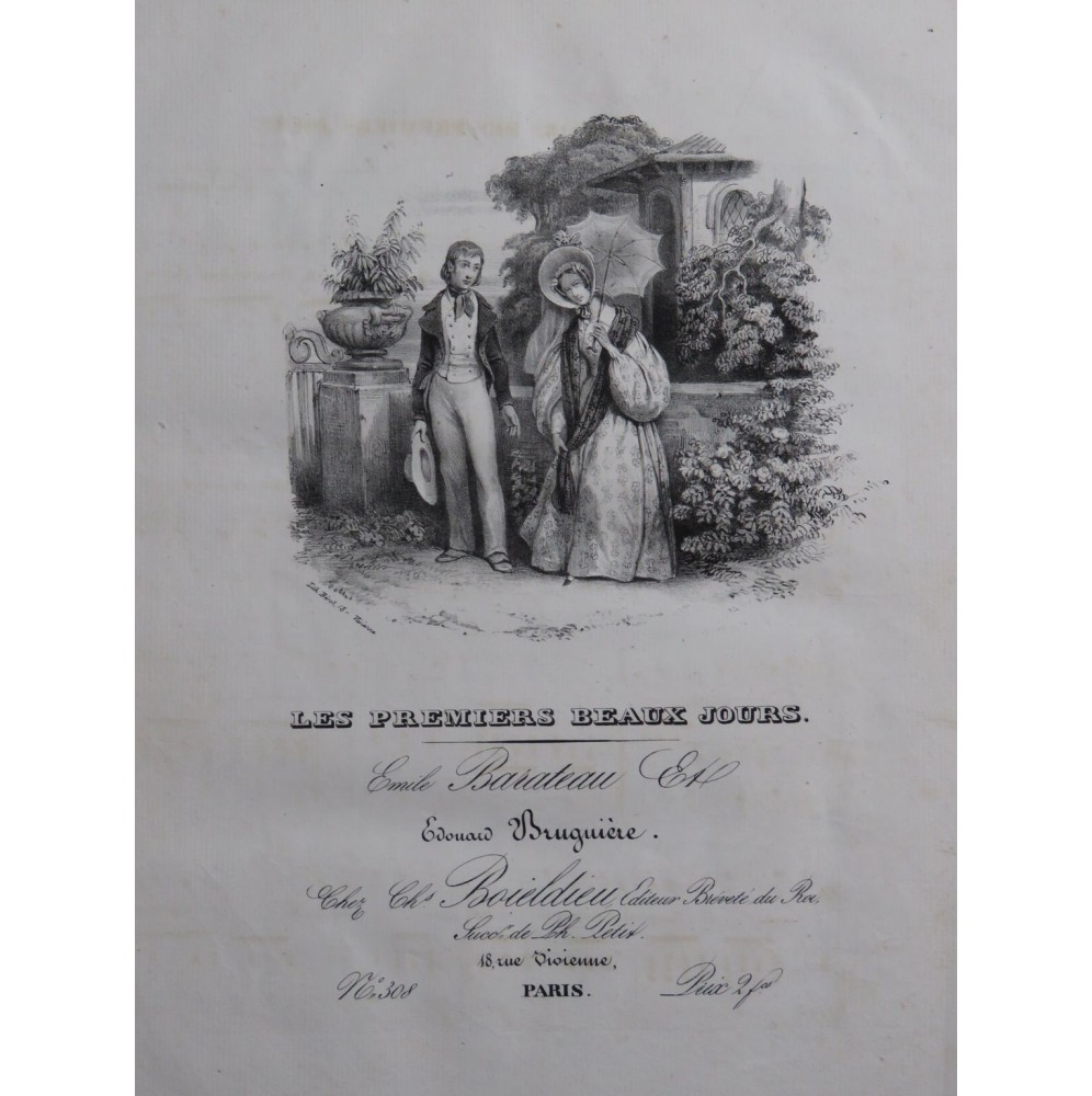 BRUGUIÈRE Edouard Les Premiers Beaux Jours Chant Piano ca1830