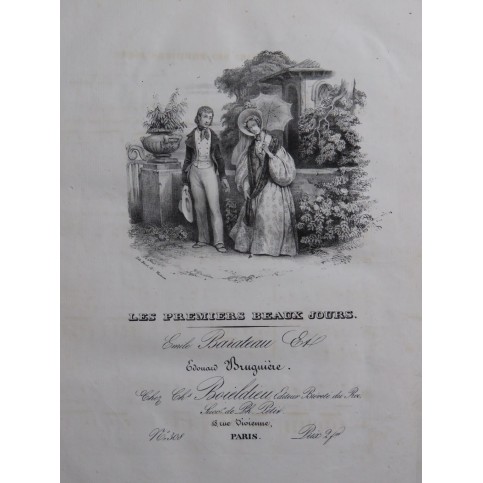 BRUGUIÈRE Edouard Les Premiers Beaux Jours Chant Piano ca1830