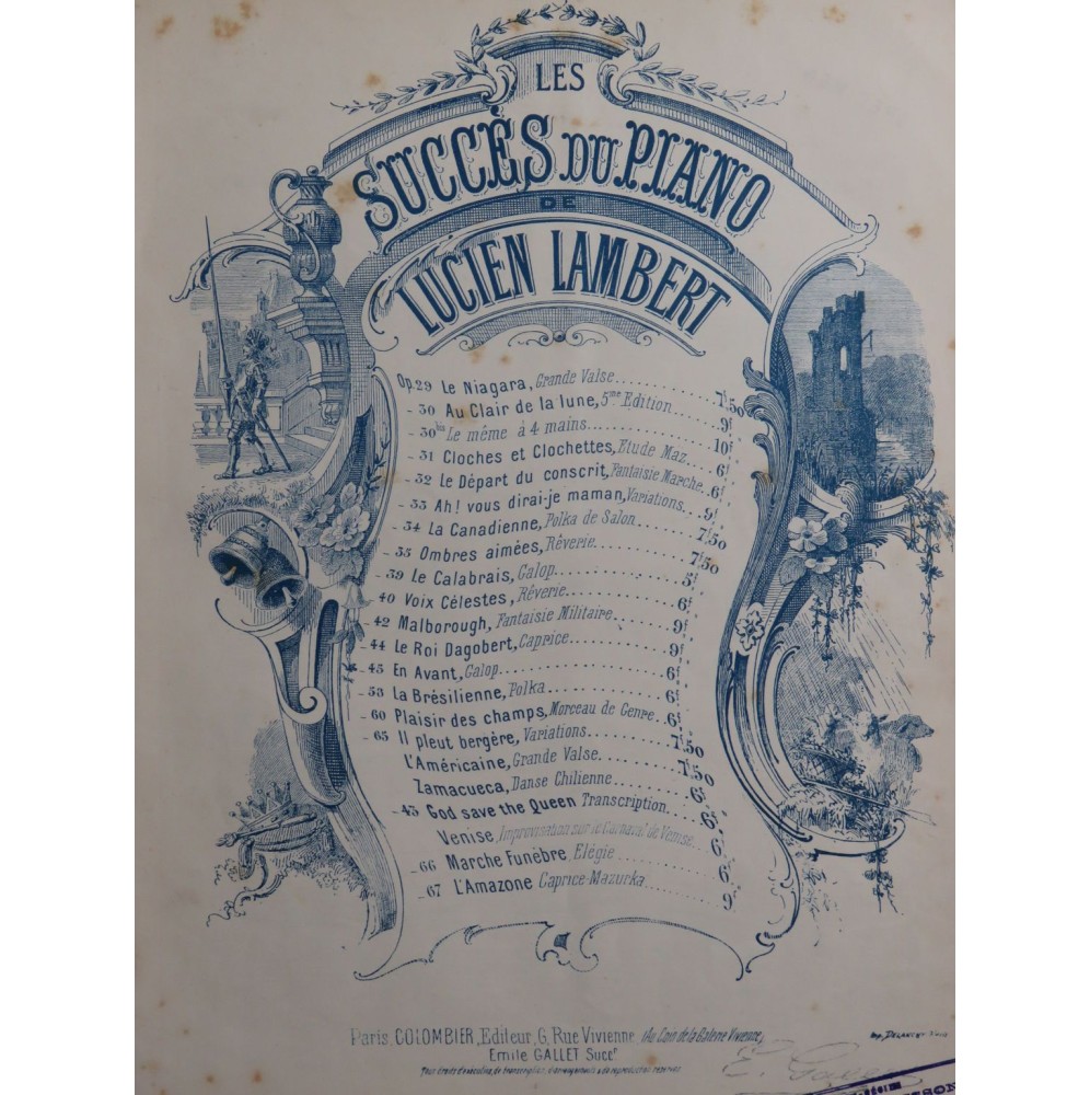 LAMBERT Lucien Au Clair de la Lune Variations et Final Piano