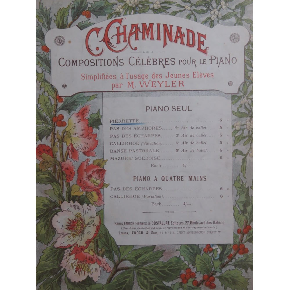 CHAMINADE Cécile Pierrette op 41 Piano ca1893