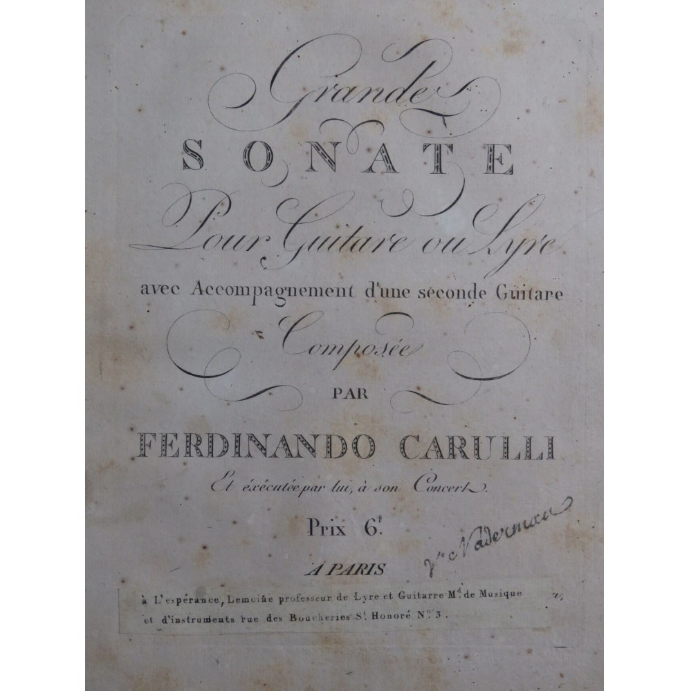 CARULLI Ferdinando Grande Sonate Guitare ca1810