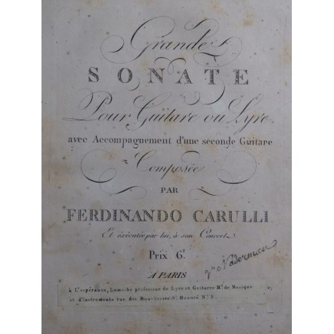 CARULLI Ferdinando Grande Sonate Guitare ca1810
