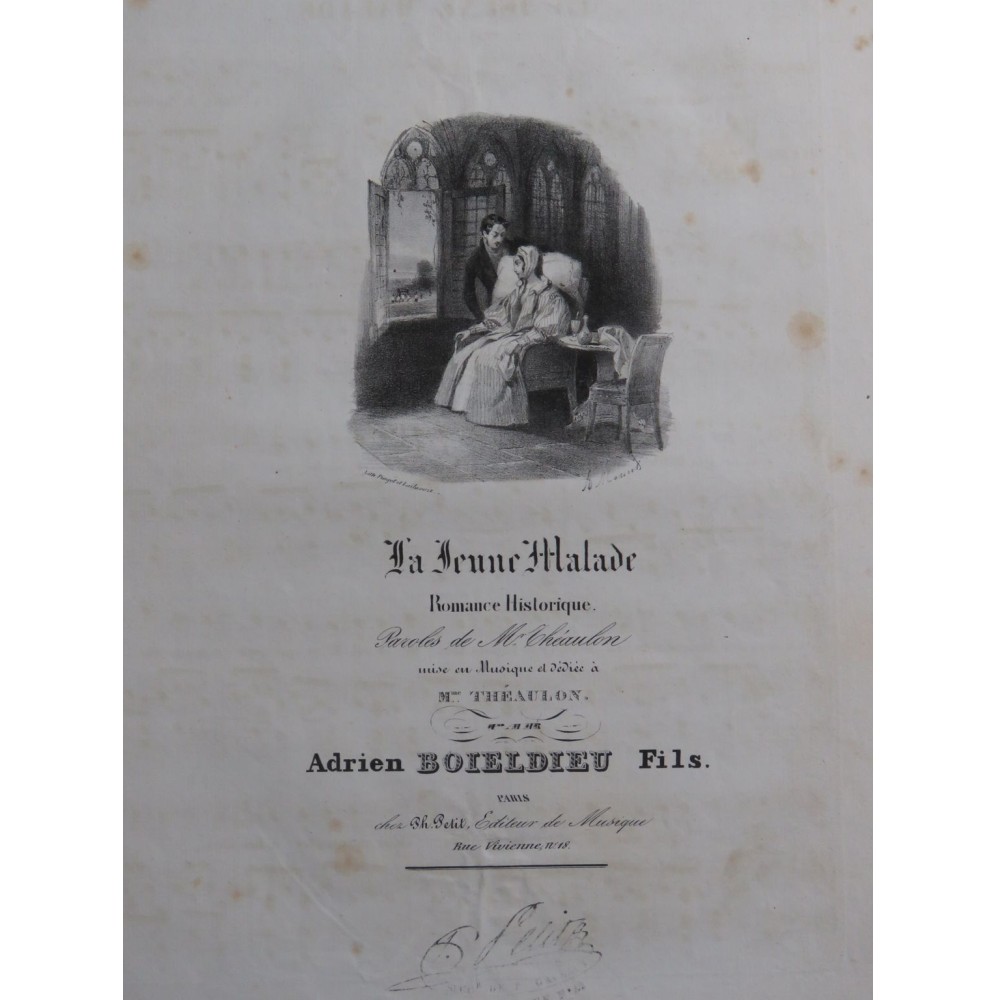 BOIELDIEU Adrien La Jeune Malade Chant Piano ca1830