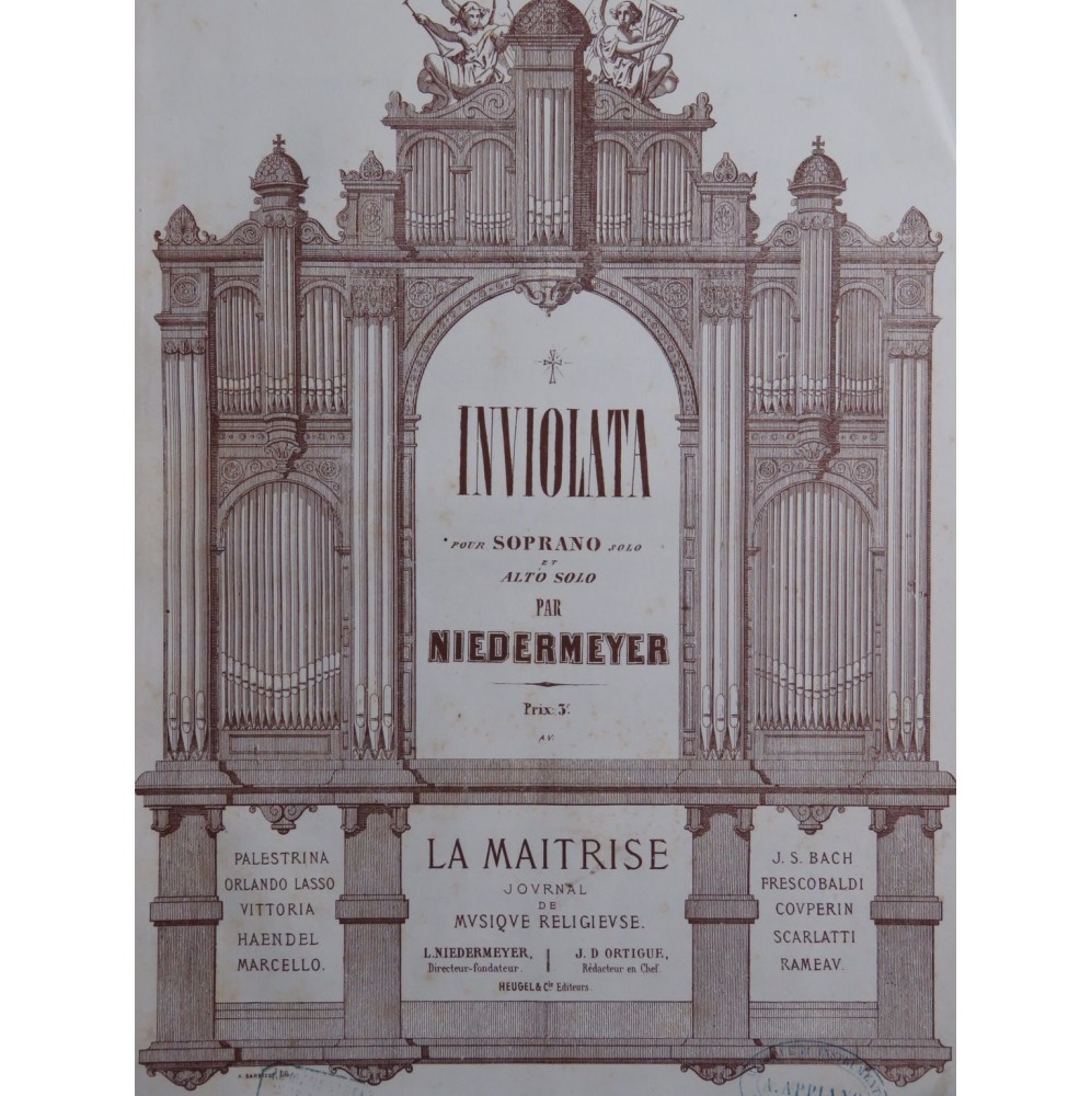 NIEDERMEYER Louis Inviolata Chant Orgue ca1860