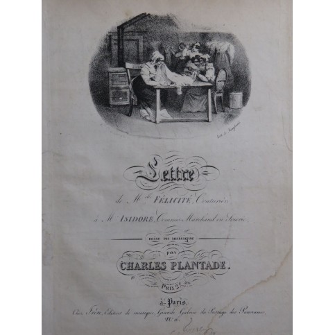 PLANTADE Charles Félicité à son Isidore Chant Piano ca1830