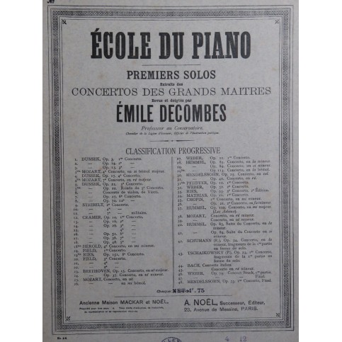 HUMMEL J. N. Concerto en La Bémol op 113 1er Solo Piano