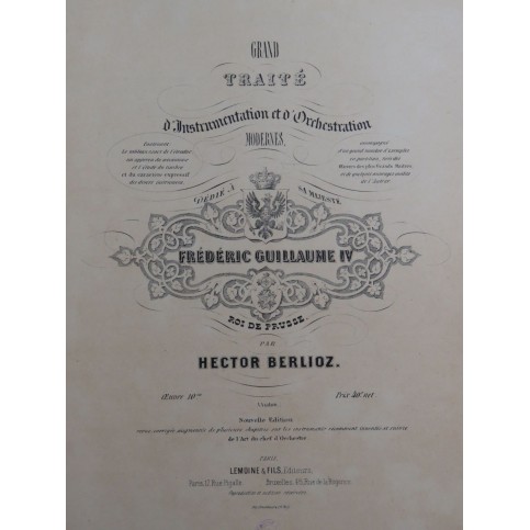 BERLIOZ Hector Grand Traité d'Instrumentation et d'Orchestration ca1895