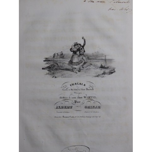 GRISAR Albert Tragala Dédicace Chant Piano 1834