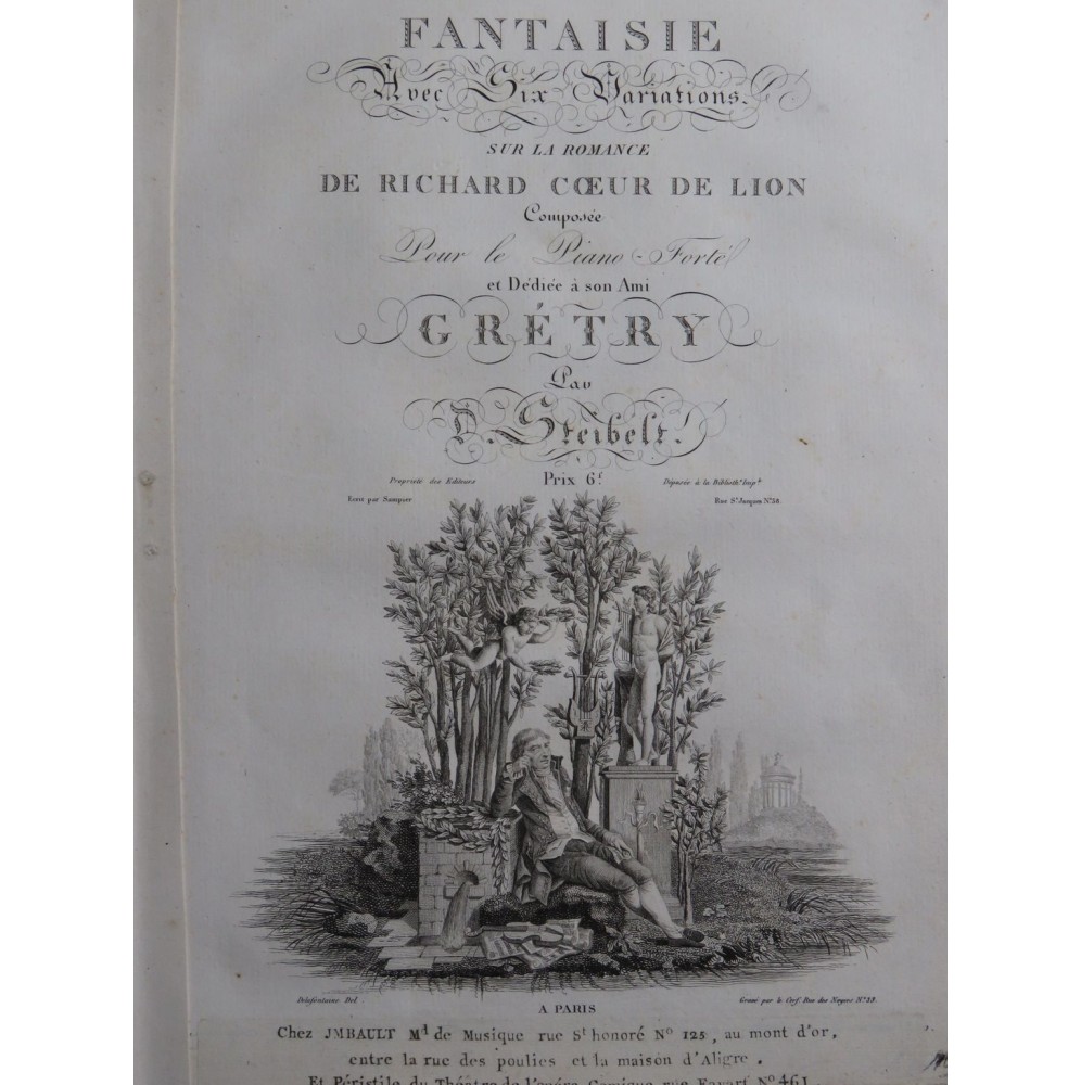 STEIBELT Daniel Fantaisie sur Richard Coeur de Lion op 77 Piano ca1805