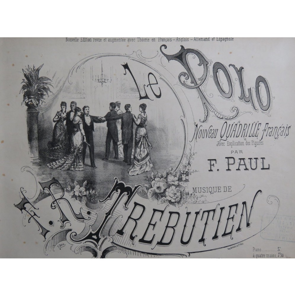 TREBUTIEN F. R. Le Polo Quadrille Piano Danse ca1877