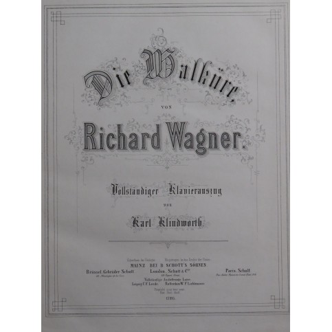 WAGNER Richard Das Walküre Opéra Chant Piano 1865