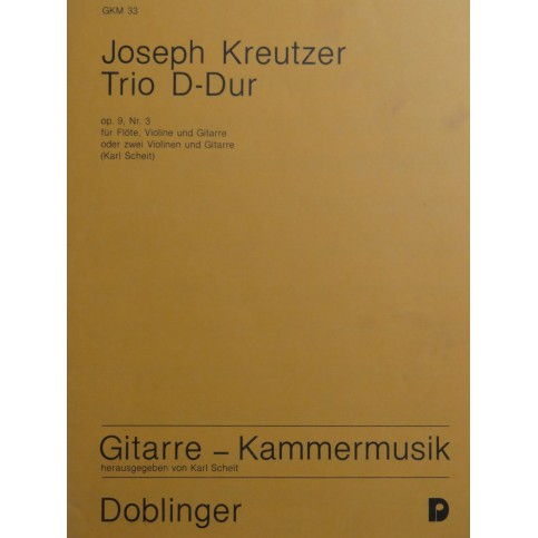 KREUTZER Joseph Trio D Dur op 9 No 3 Flûte Violon Guitare 1966